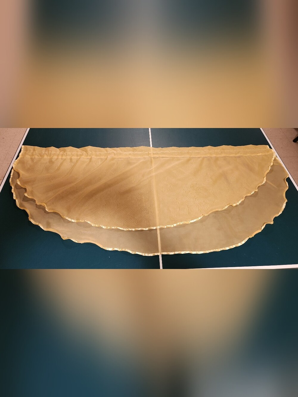 Sheer Gold/Yellow Scalloped Edge Fabric Trim Valance